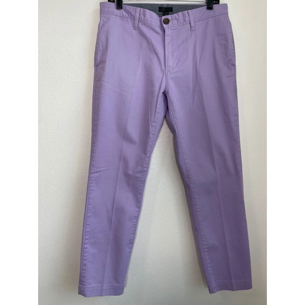 14th & Union Mens Slim Fit Chino Pants Lavender Purple Cotton Stretch 32W x 32L